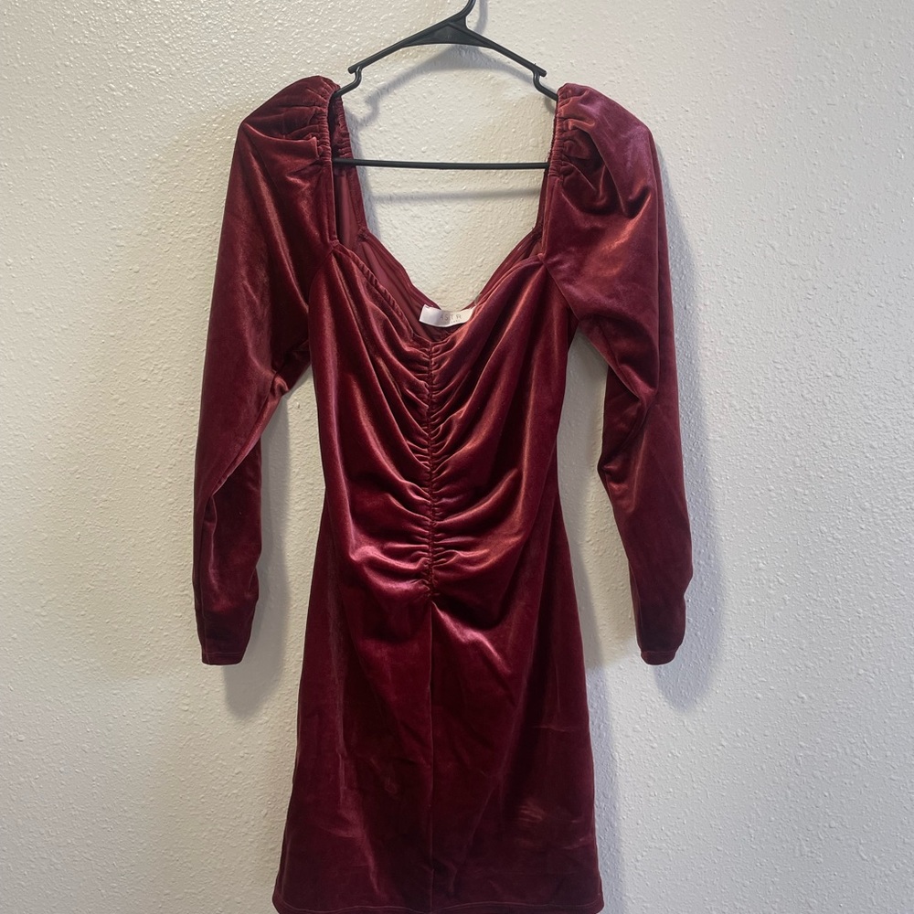 Worn Once ASTR Velvet Dark Redish-Purple Off Shoulder Cocktail Dress - Picture 2 of 6